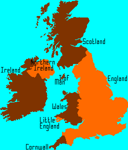 Map of UK showing Little England