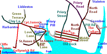 Map of Milford Old Street Names