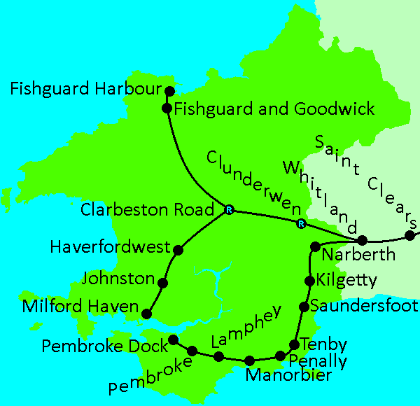 Map of Pembrokeshire Train Stations